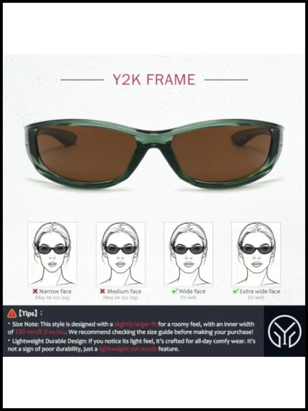 Y2K Wrap Around Sunglasses Oval Sport Shades UV400